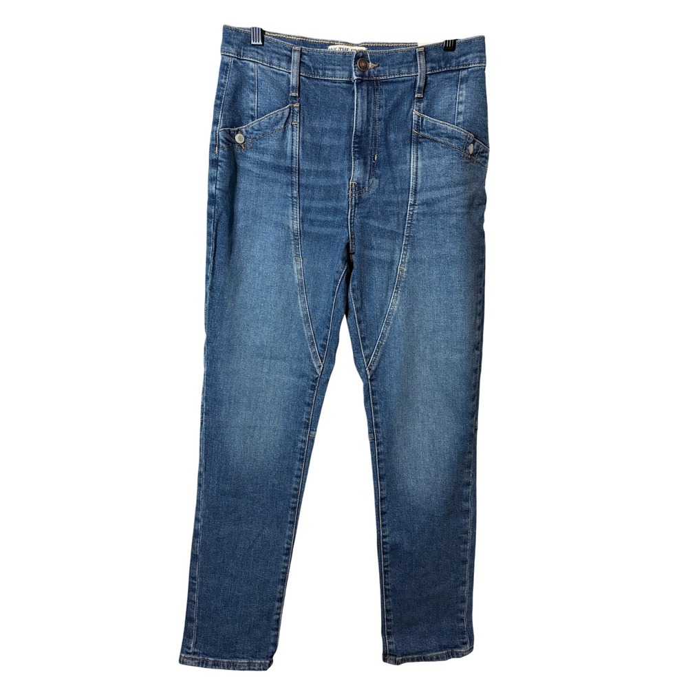 We The Free Beacon Mid Rise Slim Crop Jeans Blue Size 27 Boho Utility Seamed